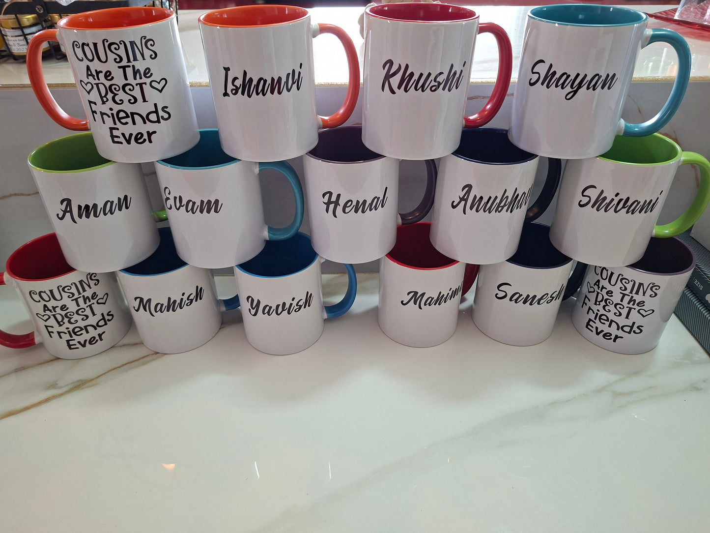 Inner red mug personalised with name